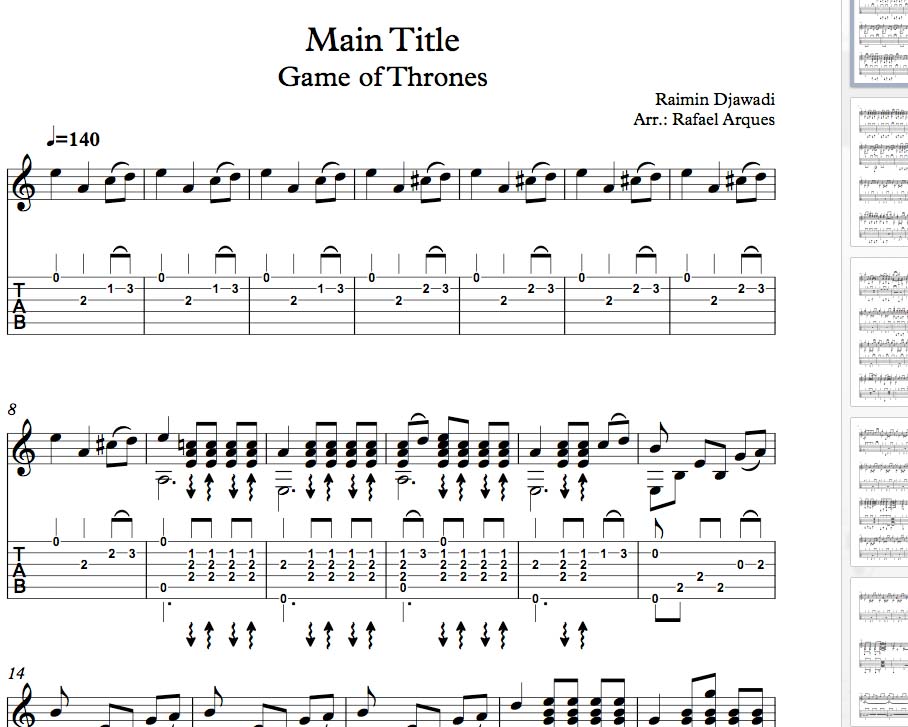 Game Of Thrones Fingerstyle Tab